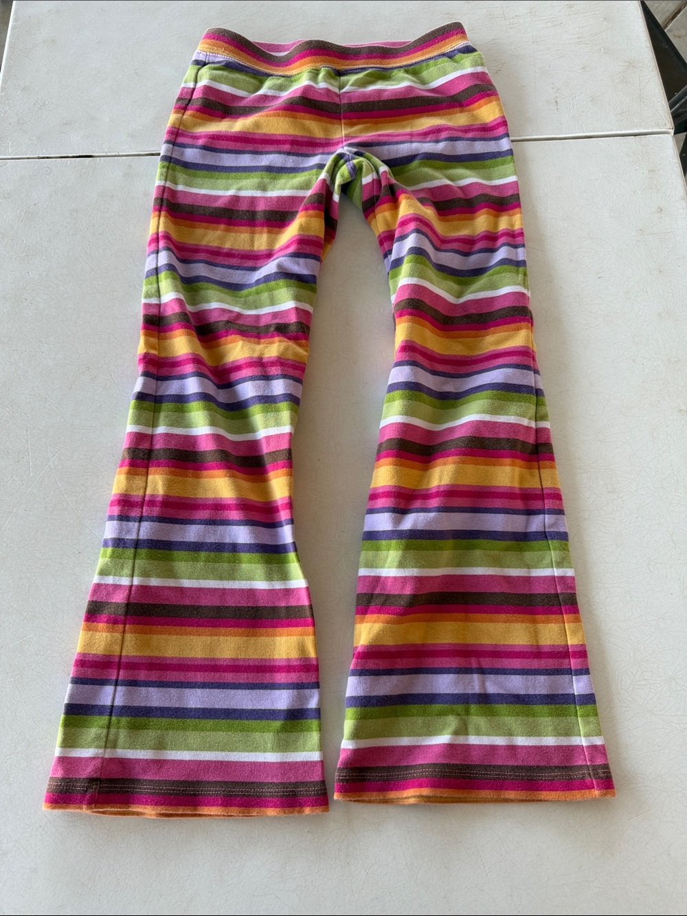 Gymboree Multicolor Striped Flare Leggings - Pink, Yellow, Green, Purple